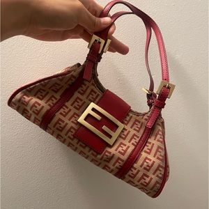 Fendi Borsa Sporty Zucchini Beige/Red